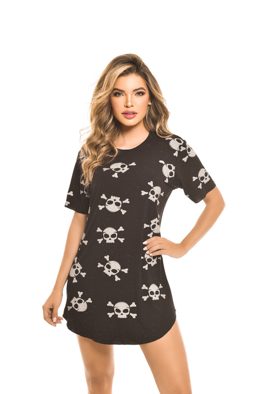 POLERA OVERSIZE ESTAMPADA POISON SKULL BLACK RC-2 - 2