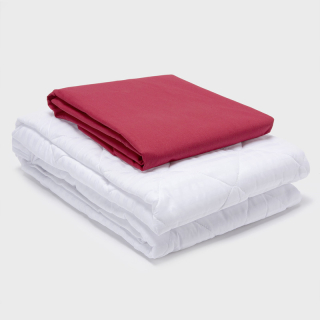 COMBO SABANA ROJA 144 HILOS + CUBRECOLCHON 1.5 PLAZAS - 1