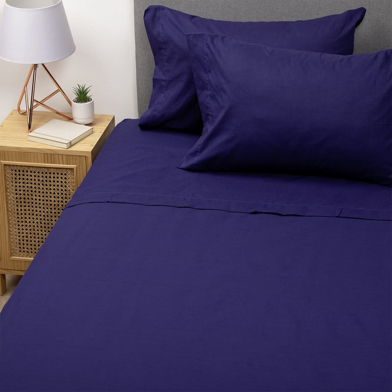 COMBO SABANA AZUL 144 HILOS + CUBRECOLCHON 1.5 PLAZAS - 4