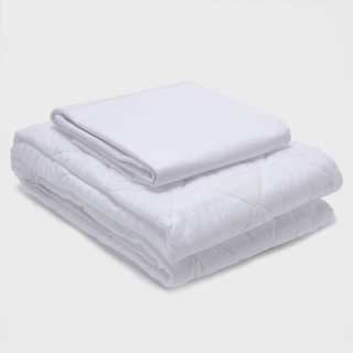 COMBO SABANA BLANCA 144 HILOS + CUBRECOLCHON KING - 1