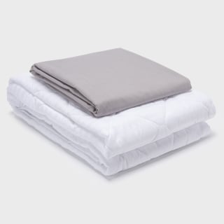COMBO SABANA GRIS 144 HILOS + CUBRECOLCHON KING - 1