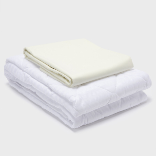 COMBO SABANA BEIGE 144 HILOS + CUBRECOLCHON KING - 1