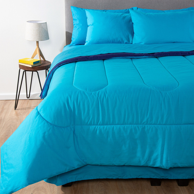 COMBO 11 PLUMON BICOLOR AZUL CELESTE 1.5 PLAZAS - 4
