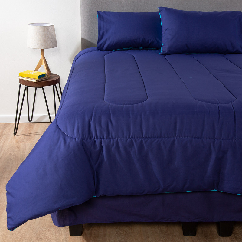 COMBO 17 PLUMON BICOLOR CELESTE AZUL 1.5 PLAZAS - 3