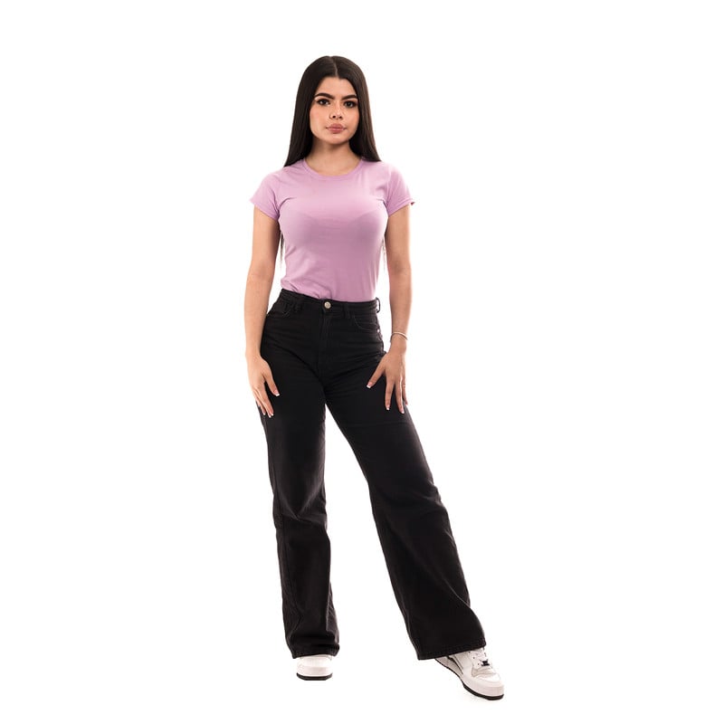 POLERA MUJER CUELLO REDONDO MANGA CORTA LILA - 1
