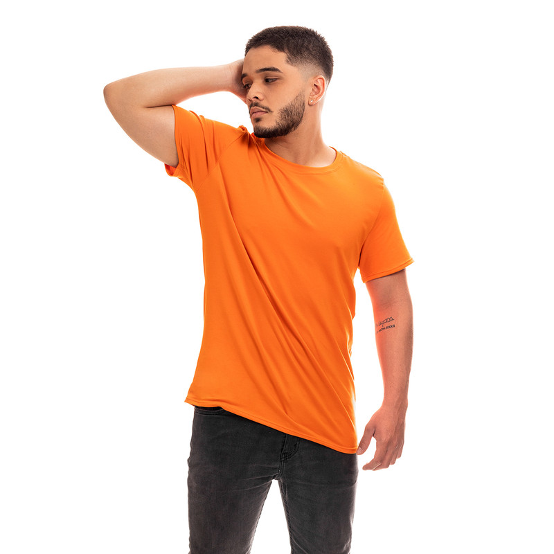 POLERA HOMBRE CUELLO REDONDO MANGA CORTA NARANJO - 1