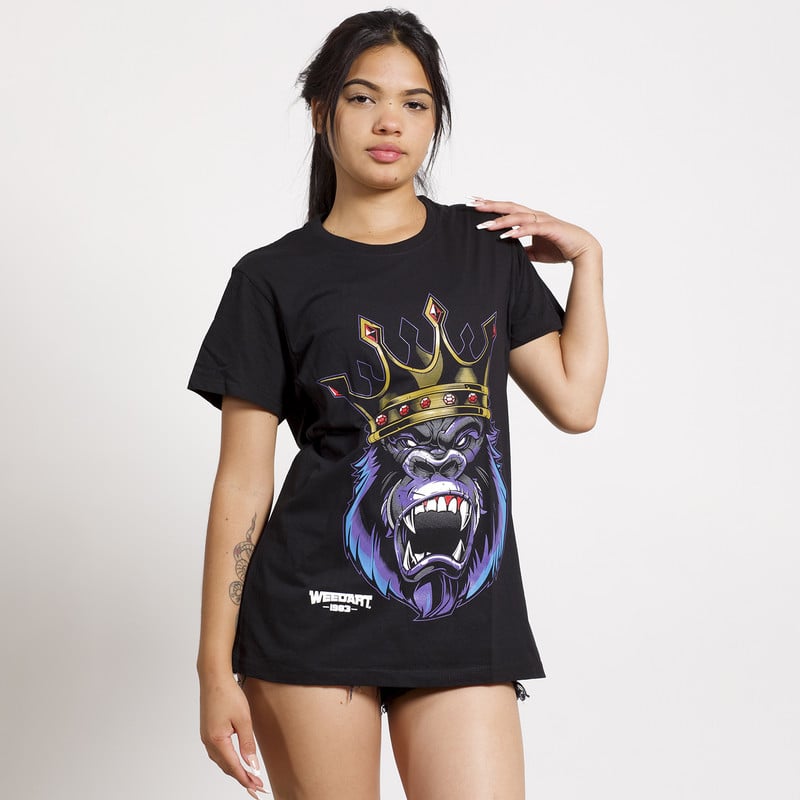 POLERA OVERSIZE MC NEGRA ESTAMPADO GORILA KING - 1