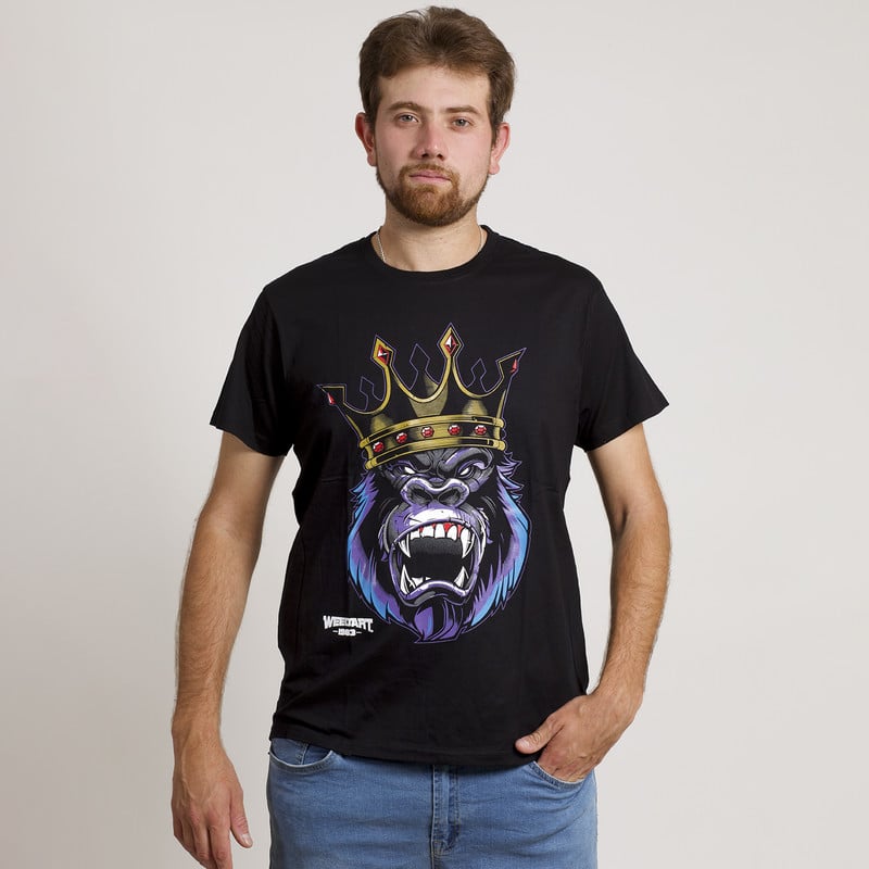 POLERA MANGA CORTA ESTAMPADA NEGRA GORILA KING - 1
