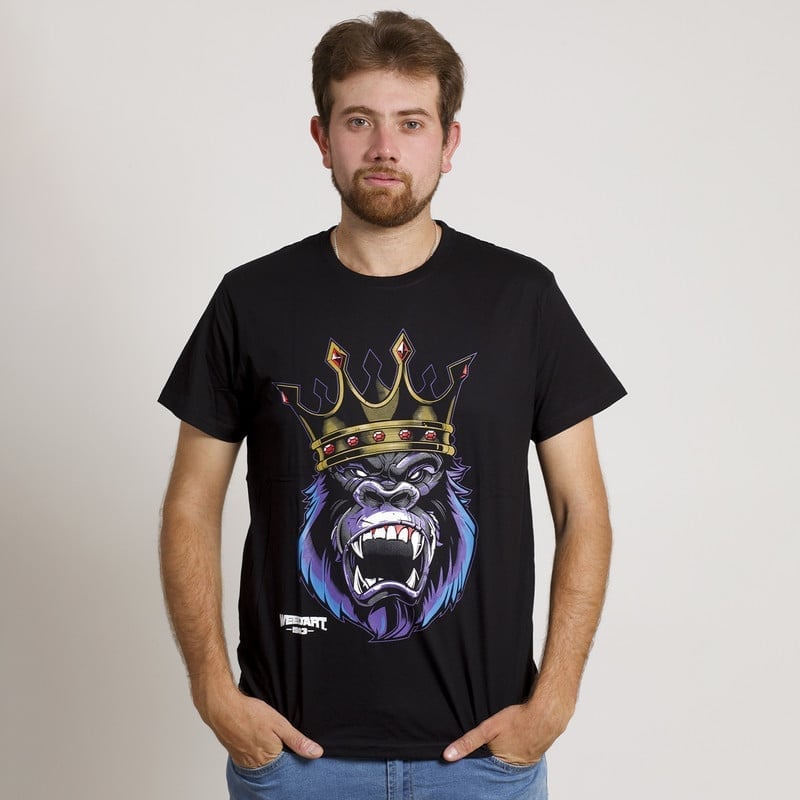 POLERA MANGA CORTA ESTAMPADA NEGRA GORILA KING - 2