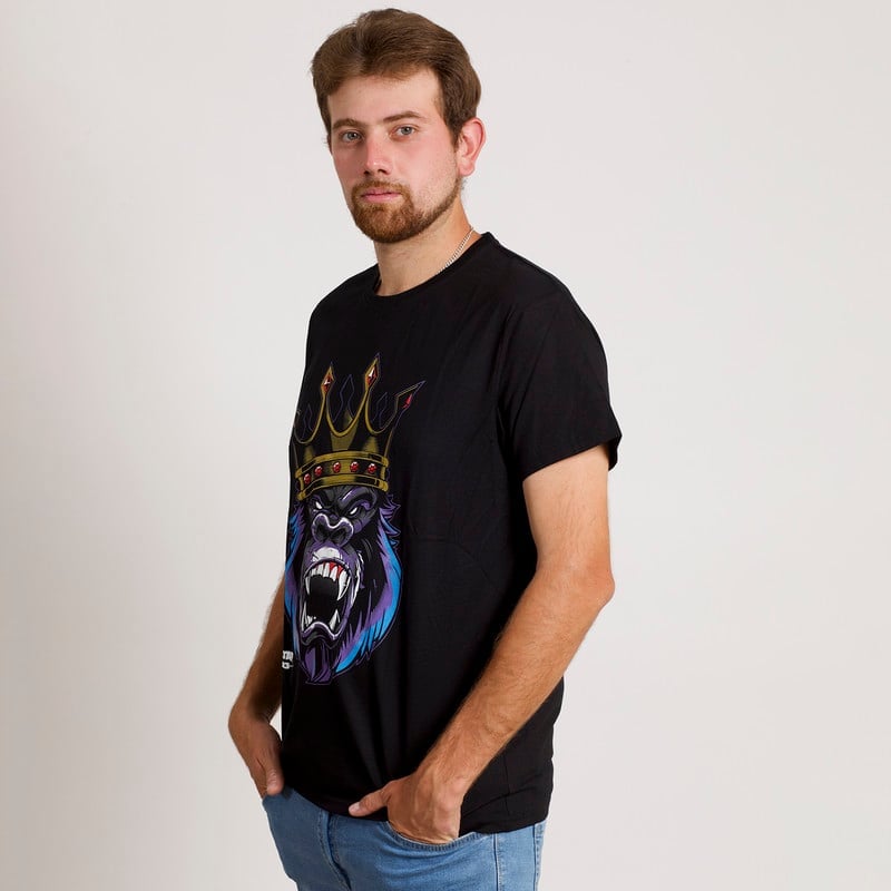 POLERA MANGA CORTA ESTAMPADA NEGRA GORILA KING - 3