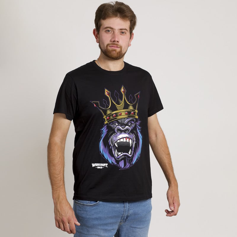 POLERA MANGA CORTA ESTAMPADA NEGRA GORILA KING - 4
