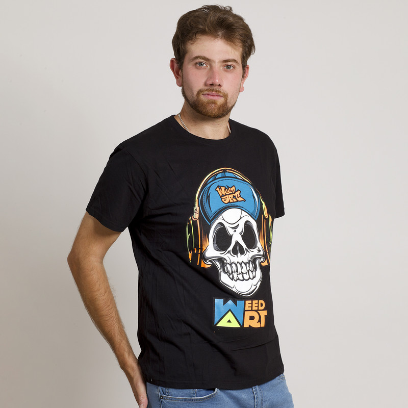 POLERA MANGA CORTA ESTAMPADA NEGRA CALAVERA MUSIC - 3