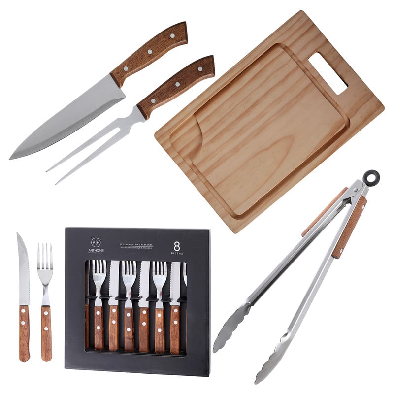 SET DE PARRILLA 12 PIEZAS ARTHOME ACERO INOXIDABLE PAR40 - 1