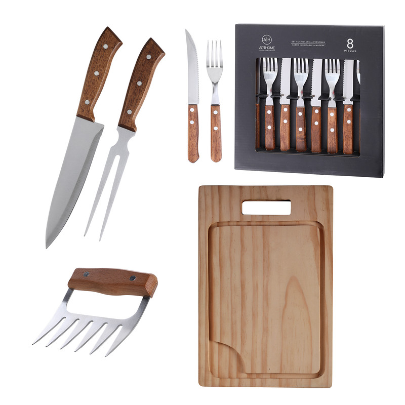 SET DE PARRILLA 12 PIEZAS ARTHOME ACERO INOXIDABLE PAR21 - 1