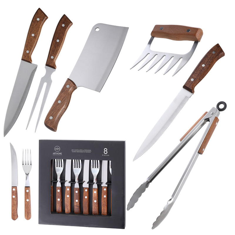 SET DE PARRILLA 14 PIEZAS ARTHOME ACERO INOXIDABLE PAR47 - 1