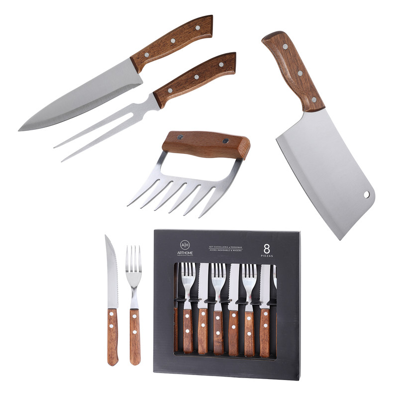 SET DE PARRILLA 12 PIEZAS ARTHOME ACERO INOXIDABLE PAR19 - 1