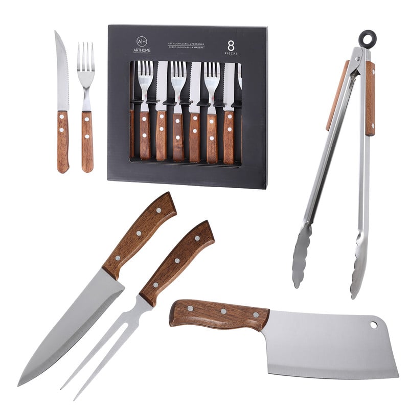 SET DE PARRILLA 12 PIEZAS ARTHOME ACERO INOXIDABLE PAR36 - 1