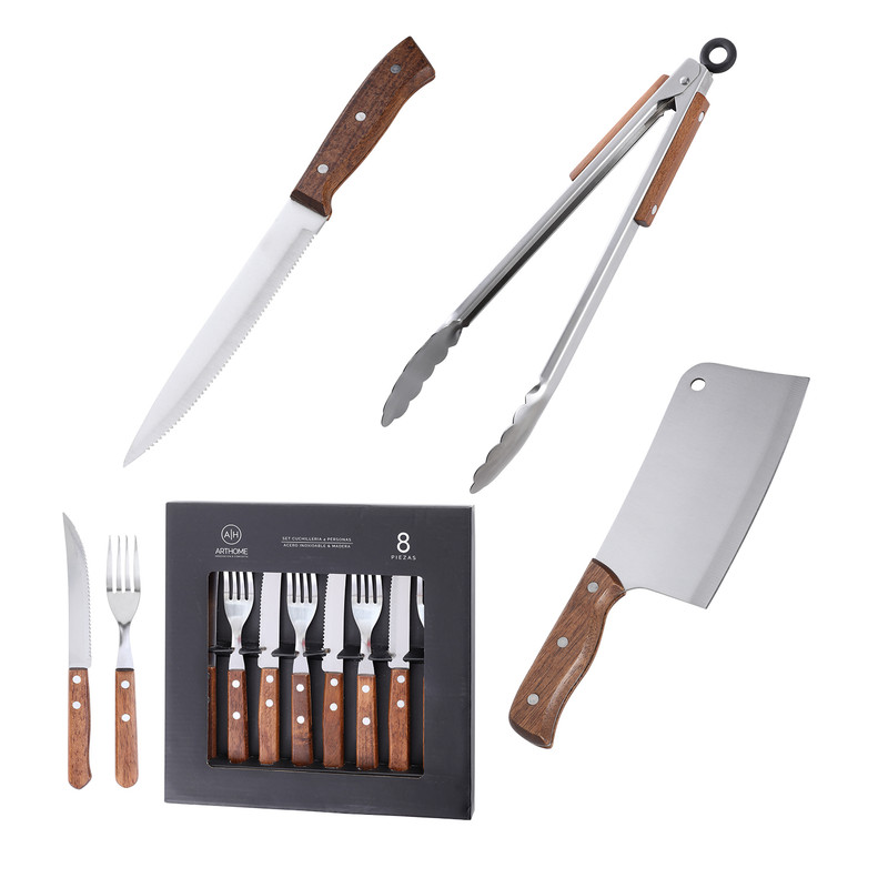 SET DE PARRILLA 11 PIEZAS ARTHOME ACERO INOXIDABLE PAR56 - 1
