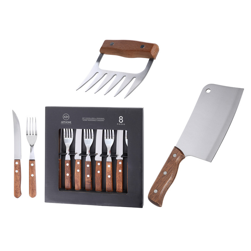 SET DE PARRILLA 10 PIEZAS ARTHOME ACERO INOXIDABLE PAR62 - 1