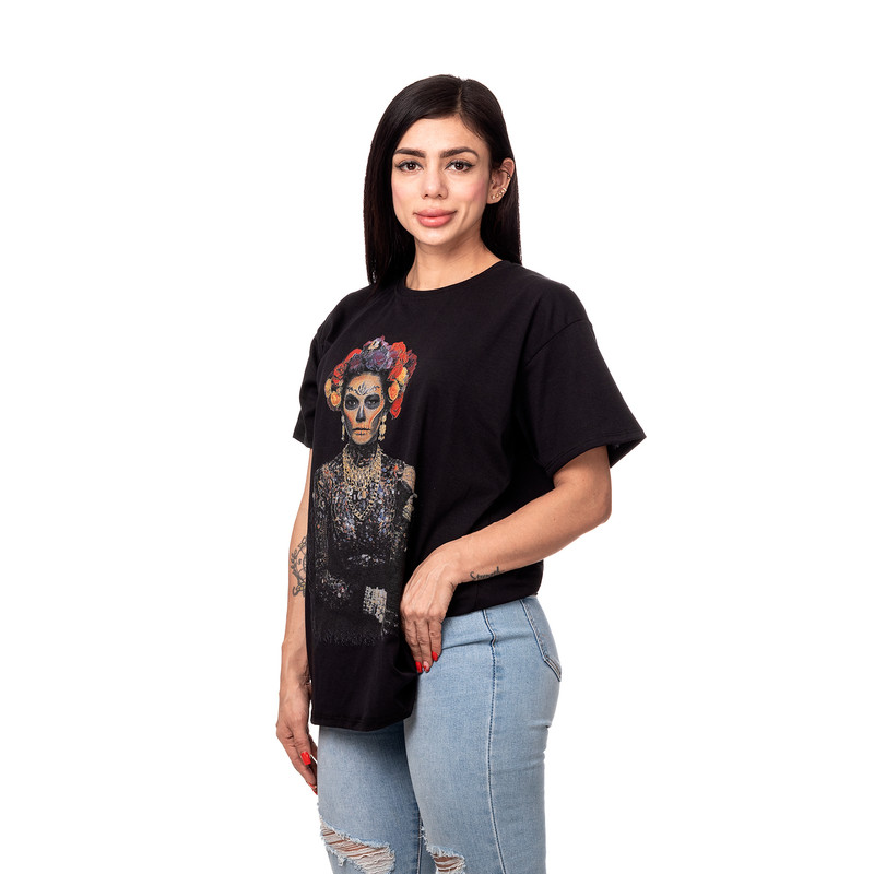 POLERA OVERSIZE MUJER SIGEL ESTAMPADO KATRINA NEGRO - 2