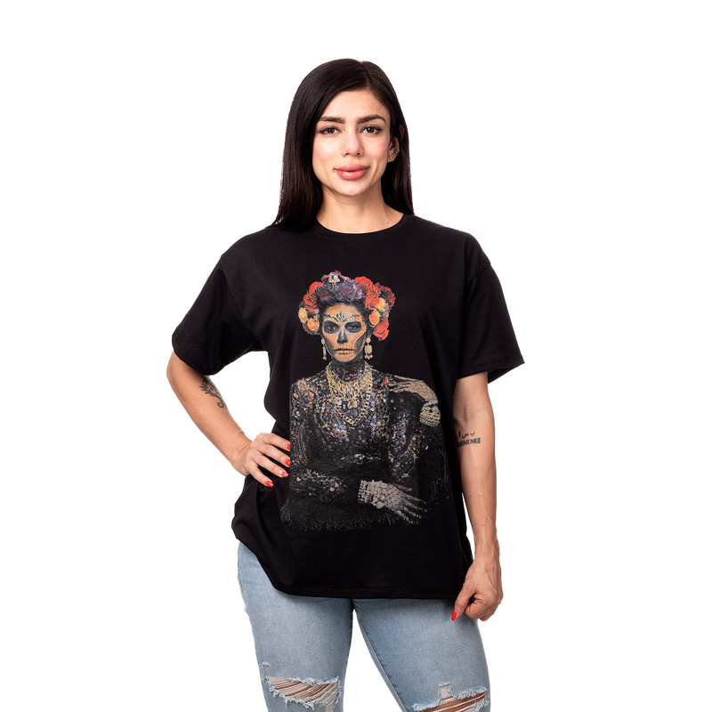 POLERA OVERSIZE MUJER SIGEL ESTAMPADO KATRINA NEGRO - 3