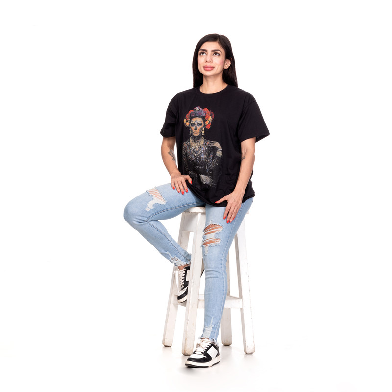 POLERA OVERSIZE MUJER SIGEL ESTAMPADO KATRINA NEGRO - 4