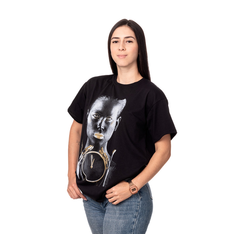 POLERA OVERSIZE MUJER SIGEL ESTAMPADO GOLDEN CLOCK NEGRO - 2