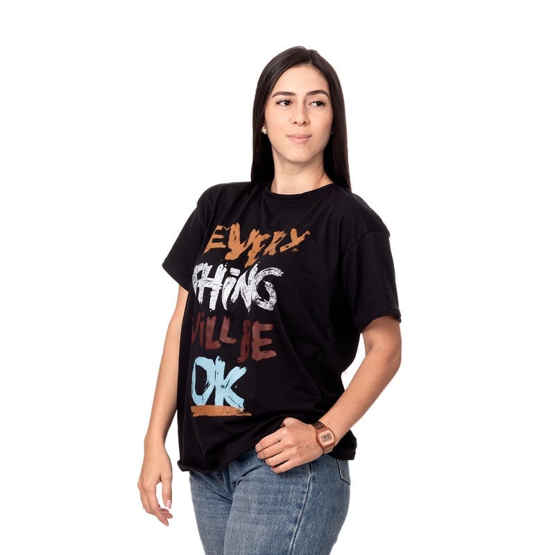 POLERA OVERSIZE MUJER SIGEL ESTAMPADO URBAN NEGRO - 2