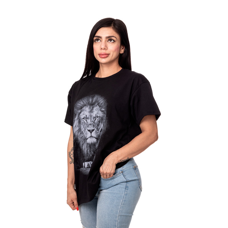 POLERA OVERSIZE MUJER SIGEL ESTAMPADO KING LION NEGRO - 2