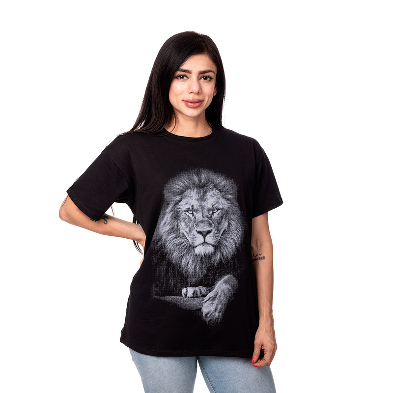 POLERA OVERSIZE MUJER SIGEL ESTAMPADO KING LION NEGRO - 3