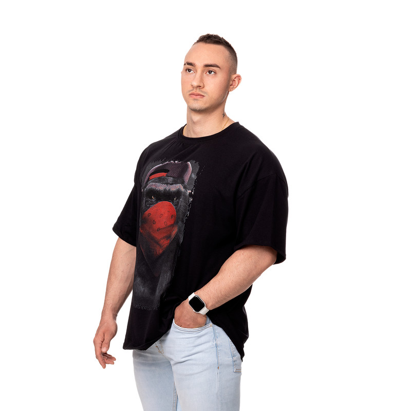 POLERA OVERSIZE HOMBRE SIGEL ESTAMPADO MONKEY NEGRO - 3