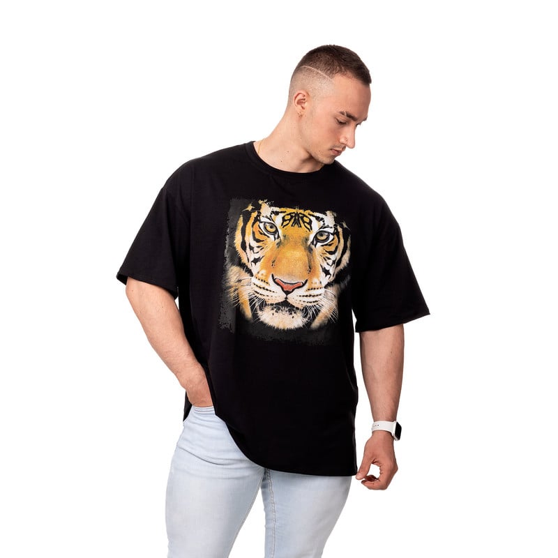 POLERA OVERSIZE HOMBRE SIGEL ESTAMPADO TIGER NEGRO - 2