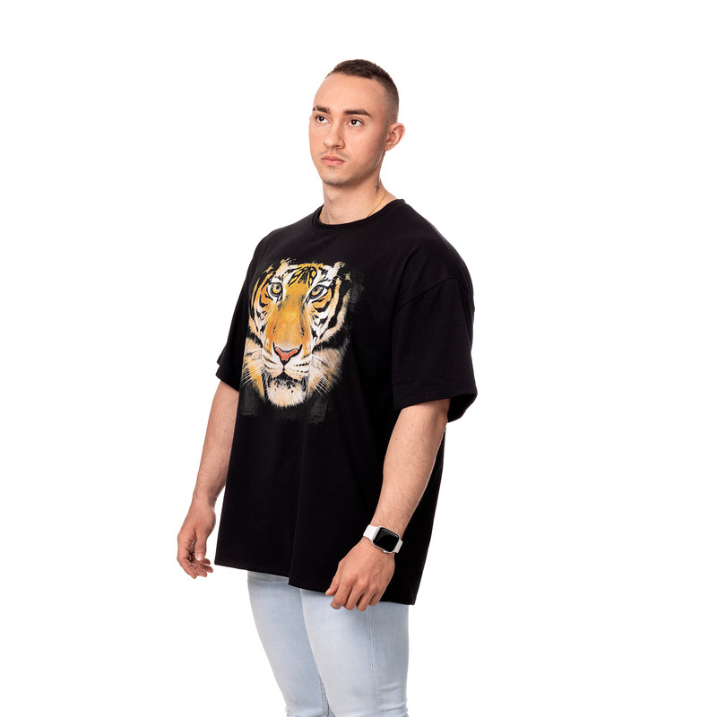 POLERA OVERSIZE HOMBRE SIGEL ESTAMPADO TIGER NEGRO - 4