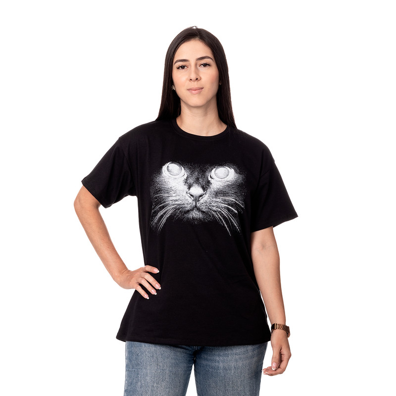 POLERA OVERSIZE MUJER SIGEL ESTAMPADO CAT NEGRO - 1