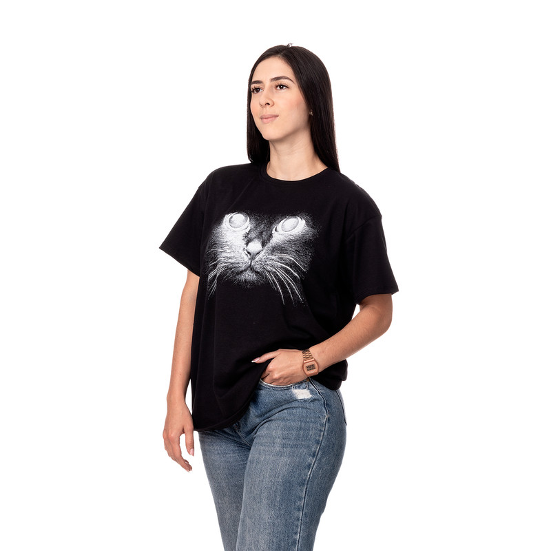 POLERA OVERSIZE MUJER SIGEL ESTAMPADO CAT NEGRO - 2