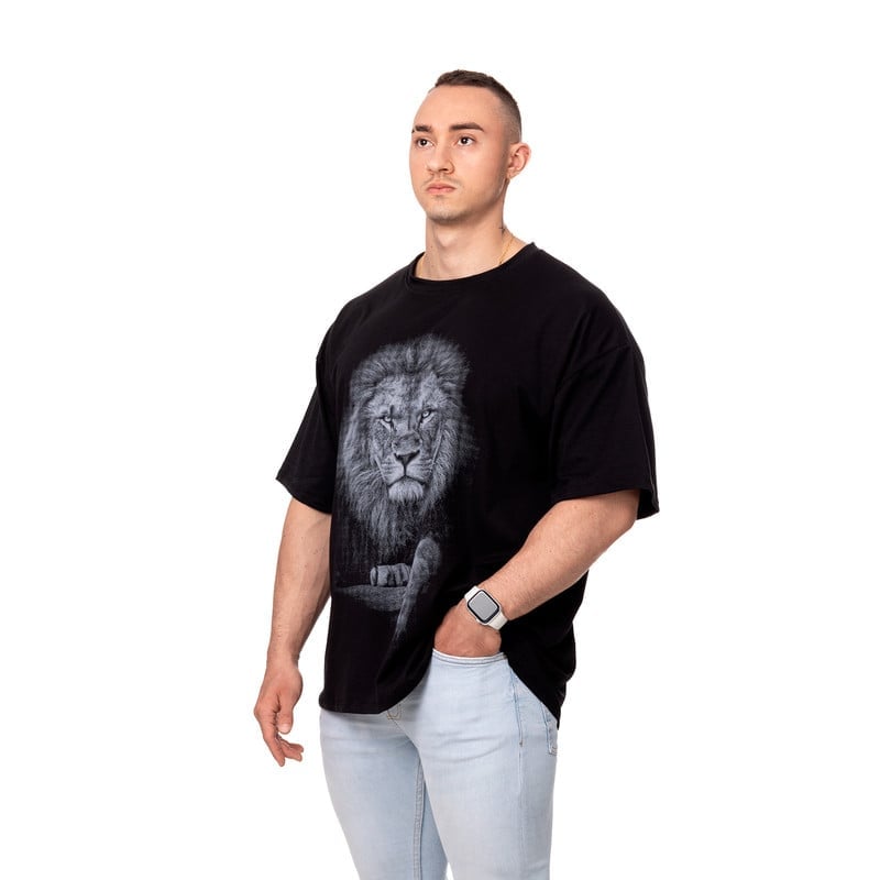 POLERA OVERSIZE HOMBRE SIGEL ESTAMPADO KING LION NEGRO - 3