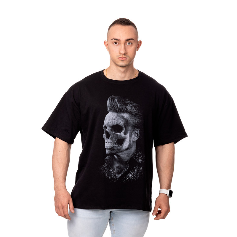 POLERA OVERSIZE HOMBRE SIGEL ESTAMPADO BARBER NEGRO - 1