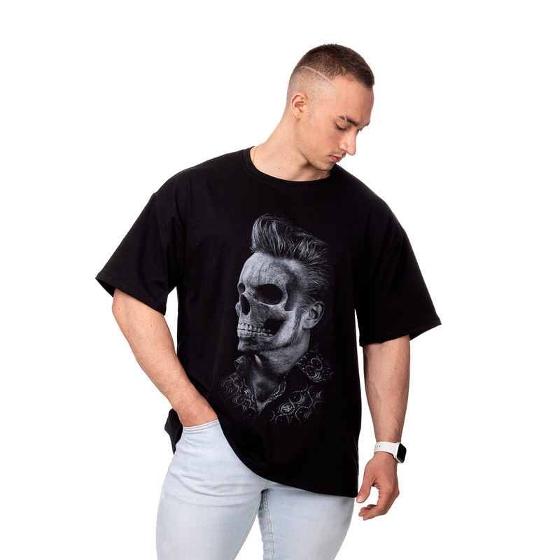 POLERA OVERSIZE HOMBRE SIGEL ESTAMPADO BARBER NEGRO - 2