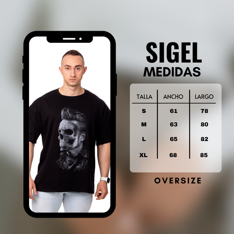 POLERA OVERSIZE HOMBRE SIGEL ESTAMPADO BARBER NEGRO - 5