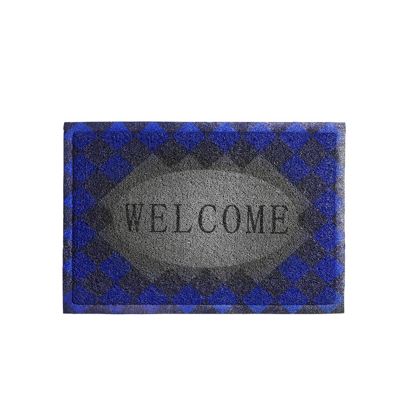 LIMPIAPIES ARTHOME CUADROS WELCOME AZUL GRIS 60 X 40 CM - 1