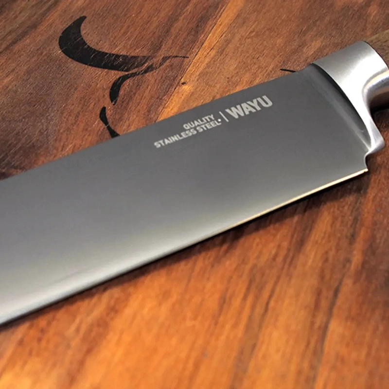 CUCHILLO CARNICERO WAYU MANGO DE MADERA ACACIA - 3