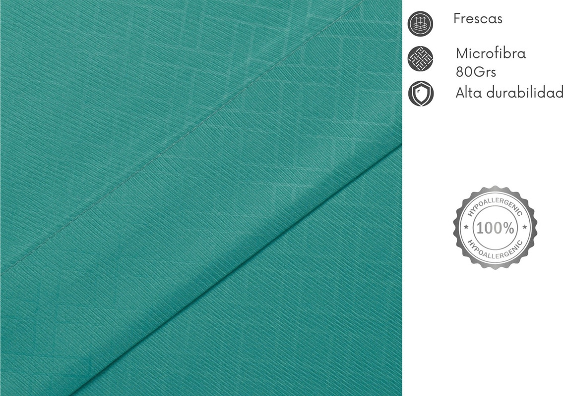 JUEGO DE SABANAS ARTHOME EMBOSSE COLOR TURQUESA 1.5 PLAZA MICROFIBRA - 2