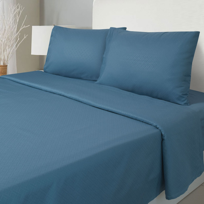 JUEGO DE SABANAS ARTHOME EMBOSSE COLOR AZUL 1.5 PLAZA MICROFIBRA - 1