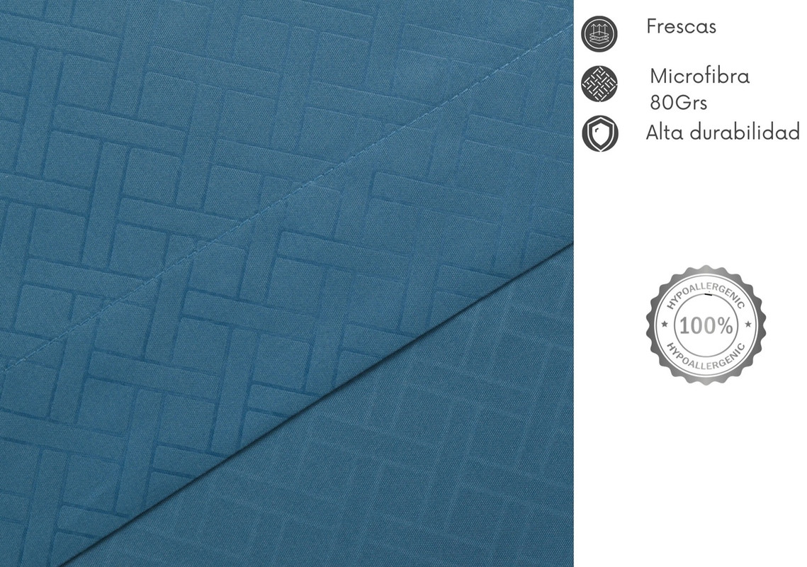JUEGO DE SABANAS ARTHOME EMBOSSE COLOR AZUL 1.5 PLAZA MICROFIBRA - 2