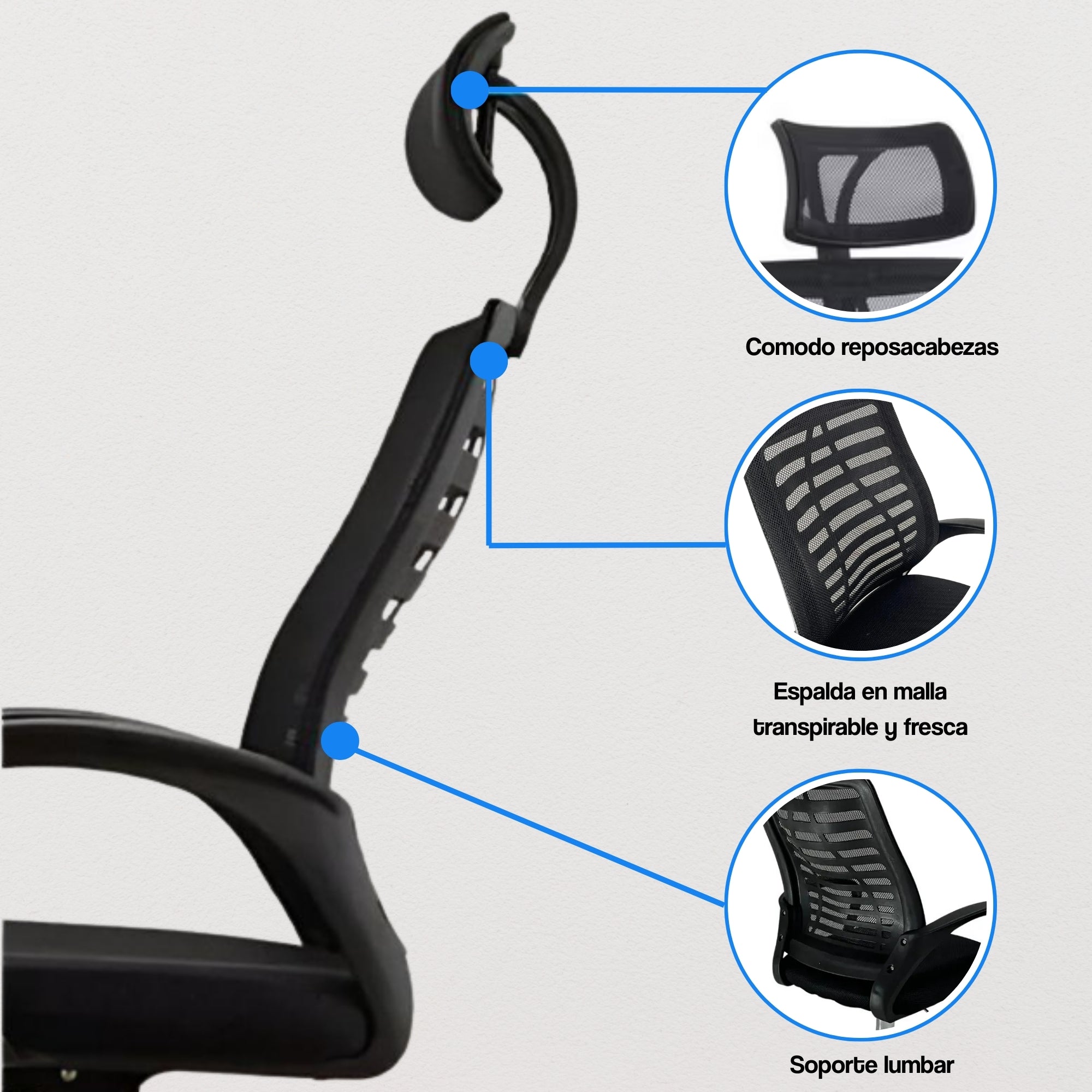 SILLA DE OFICINA EJECUTIVA MADRID NEGRA  CONFORT Y ESTILO PROFESIONAL - 2