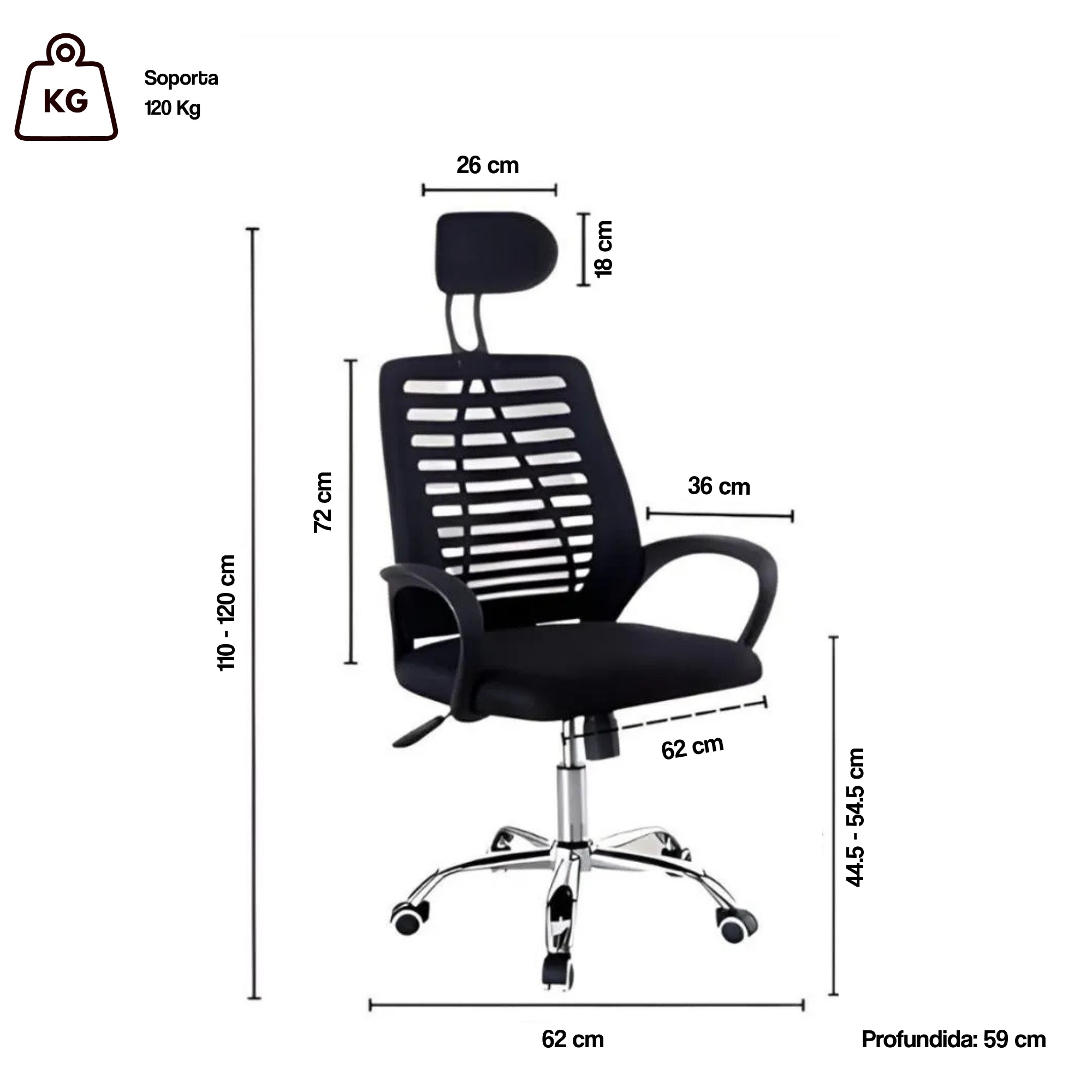 SILLA DE OFICINA EJECUTIVA MADRID NEGRA  CONFORT Y ESTILO PROFESIONAL - 8