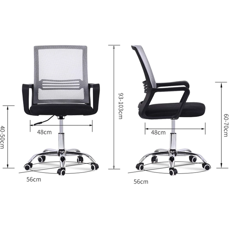SILLA DE OFICINA NEGRA Y BLANCA ERGONOMICA AJUSTABLE SANTIAGO - 3