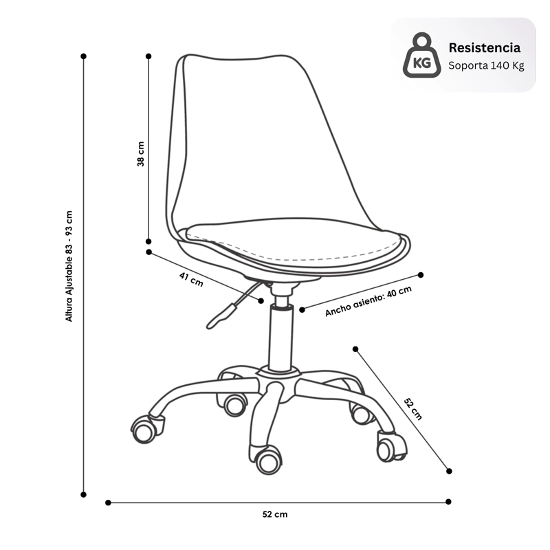 SILLA DE OFICINA ERGONOMICA SHANGHAI NEGRA Y GRIS ALTURA AJUSTABLE - 4