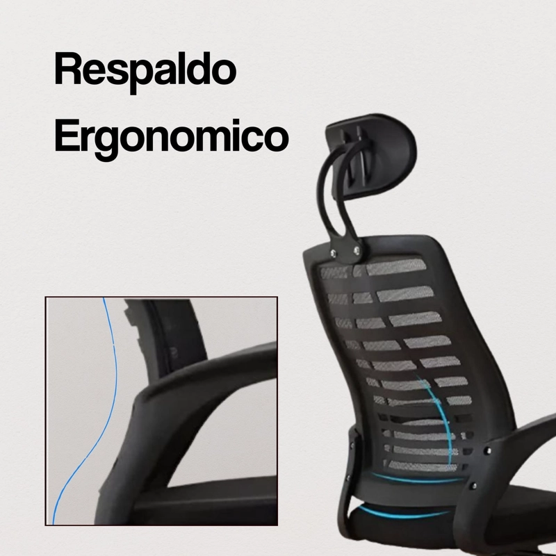 SILLA DE OFICINA EJECUTIVA MADRID ERGONOMICA COLOR NEGRA Y GRIS - 3