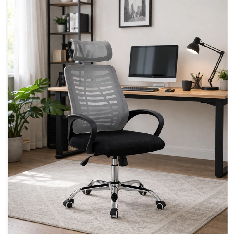 SILLA DE OFICINA EJECUTIVA MADRID ERGONOMICA COLOR NEGRA Y GRIS - 7